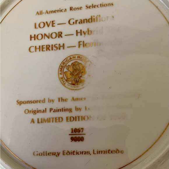 Vintage 1980 Honor White Rose Selection Plate Limited Edition By Luther Bookout - Picture 7 of 11